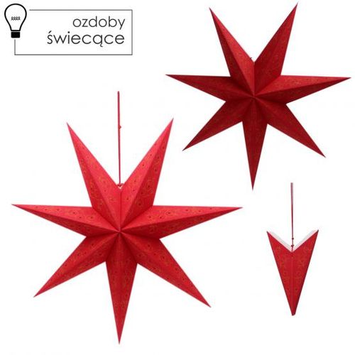 gwiazda dekoracyjna papierowa 60 cm CZERWONA LED na Arena.pl