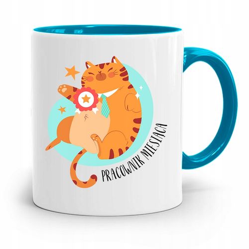 Pracownika Kubek Błękitny Pracownik Miesiąca Z Nadrukiem Ze Zdjęciem na Arena.pl