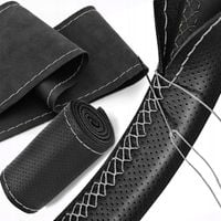 POKROWIEC NA KIEROWNICE NAKŁADKA SKÓRA DO OBSZYCIA CZARNY PERFOROWANY UNI