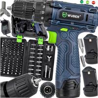 WIERTARKO WKRĘTARKA AKUMULATOROWA ZESTAW 2X AKUMULATOR + WALIZKA + BITY 100