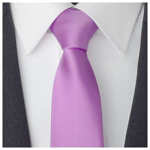 GŁADKI Jednokolorowy Krawat 7cm Męski LILIOWY R41 na Arena.pl