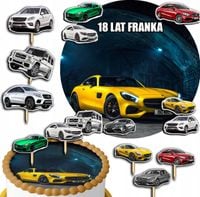 ZESTAW OPŁATEK NA TORT 20CM + TOPPERY PAPIEROWE - MERCEDES 15CM 18CM