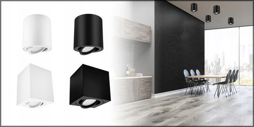 Oprawa natynkowa halogenowa TUBA LED GU10 Ruchoma CZARNA SPOT sufitowa na Arena.pl