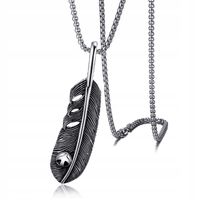 NASZYJNIK Srebrny Łańcuszek Stal PIÓRO PIÓRKO 343