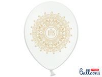 balony 30cm Komunia IHS Metallic Pure White  6szt. | SB14M-110-008-6