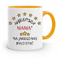 Dla Niani Opiekunki Kubek Żółty Na Prezent Z Nadrukiem Ze Zdjęciem