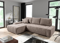 Beżowy Narożnik z Funkcją Spania 265x185 cm VERONA IT -Różne Kolory Sztruks