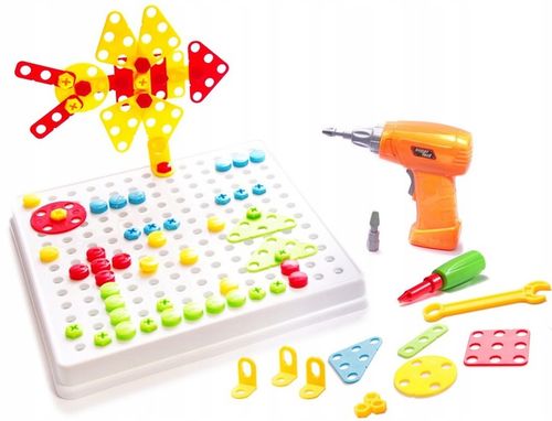 ZESTAW KLOCKÓW WIERTARKA WKRĘTARKA ŚRUBY KLOCKI KONSTRUKCYJNE 261 ELEMENTÓW na Arena.pl