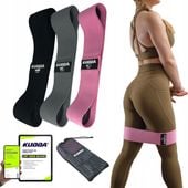 ZESTAW 3 GUM DO ĆWICZEŃ HIP MINI BAND, GUMY MATERIAŁOWE MOCNE TAŚMY