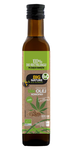 Olej Konopny tłoczony na zimno BIO 500ml  - BIG NATURE na Arena.pl