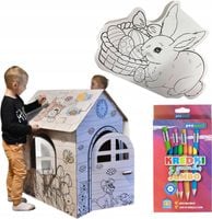 Kreatywny zestaw wielkanocny Domek Kolorwanka + Zając 3D + Kredki