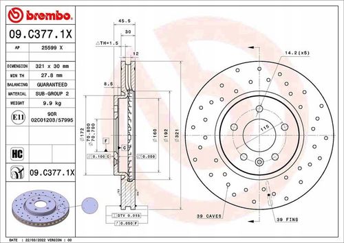 TARCZA HAM PRZOD 321X30 V XTRA BREMBO na Arena.pl