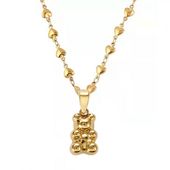 Naszyjnik Miś Stal Szlachetna Pozłacana 14K Złotem Nst1592Z