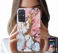 ETUI DO SAMSUNG GALAXY A51 - RÓŻOWO BIAŁY MARMUREK, KAMIENNE WZORY
