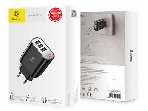 BASEUS MOCNA ŁADOWARKA SIECIOWA 3X USB 3A LED na Arena.pl
