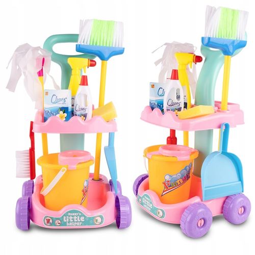 ZESTAW SPRZĄTAJĄCY DO SPRZĄTANIA NA WÓZKU DLA DZIECI WIADERKO MOP ZMIOTKA na Arena.pl