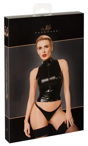 noir handmade top czarny m - powerwetlook, winyl, zamek przod na Arena.pl