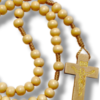 Różaniec Drewniany Ecru Na Sznurku 7-9Mm