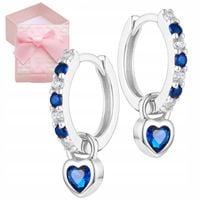 KOLCZYKI SREBRNE WISZĄCE SERCE KOLCZYKI SREBRNE DLA DZIEWCZYNKI KÓŁKA