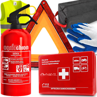 ZESTAW PIERWSZEJ POMOCY GAŚNICA APTECZKA KAMIZELKA TRÓJKĄT RĘKAWICZKI TORBA