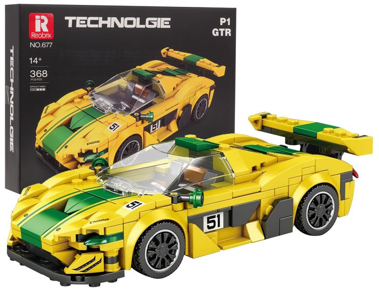 Zestaw Klocków Technicznych Auto Sportowe Żółte 368El. zdjęcie 6