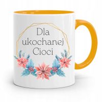 Kubek Żółty Prezent Dla Ukochanej Cioci Ciotki Z Nadrukiem Ze Zdjęciem