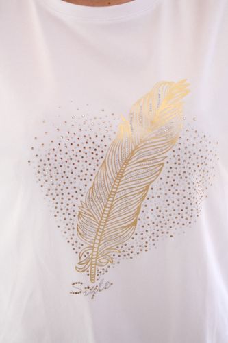 Bluzka z cekinowym piórkiem Agnesa Biała UNI na Arena.pl