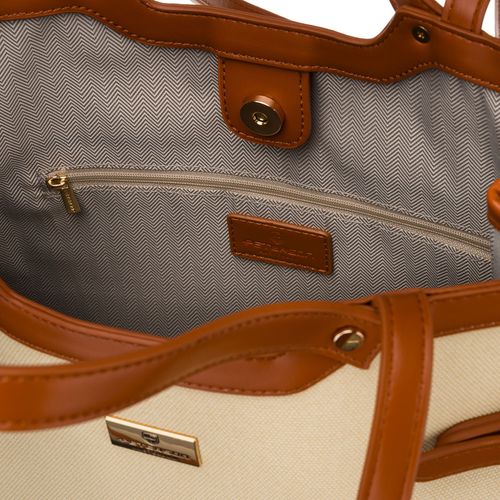 klasyczna, duża torebka damska w kolorach brązowym i ecru - peterson na Arena.pl