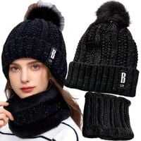 CZAPKA I KOMIN ZESTAW DAMSKA ZIMOWA OCIEPLANA