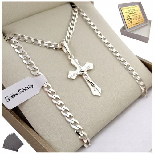 SREBRNY ŁAŃCUSZEK PANCERKA+KRZYŻYK 925+GRAWER DLA CHŁOPCA NA CHRZEST ROCZEK na Arena.pl