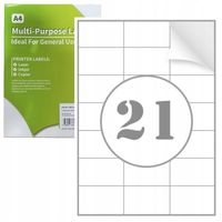 Etykiety samoprzylepne A4 63,5x38mm 2100 naklejek białe uniwersalne