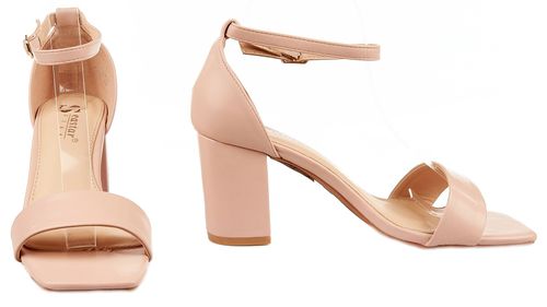 Sandały na obcasie słupku 7,5 cm. różowe Rozmiar obuwia - 39 na Arena.pl