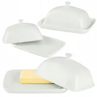 MASELNICA MASELNICZKA PORCELANOWA NA KOSTKE MASŁA BIAŁA POJEMNIK NA MASŁO