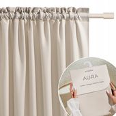 Zasłona gotowa do salonu Room99 na taśmie żabki Aura 140x250 beżowa