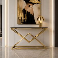 Konsola złota nowojorska Diament Glamour z czarną szybą 120x40x80