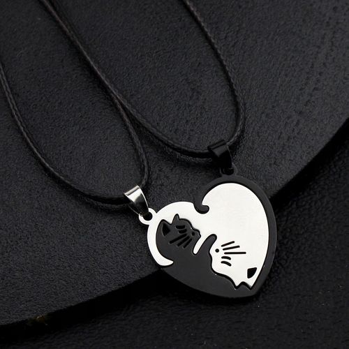 Naszyjniki Serduszko Połówy Koty Komplet Yin Yang 2x Wisory dla Zakochanych na Arena.pl