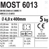 ELEKTRODA SPAWALNICZA RUTYLOWA MMA 6013 4,0mm x 400mm 5KG MOST (RÓŻOWE)