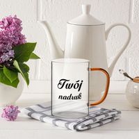 Kubek szklany 360 ml czerwone uszko z Twoim nadrukiem