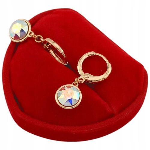 ZŁOTE KOLCZYKI WISZĄCE AURORE HOLO CYRKONIE WYJĄTKOWE DAMSKIE POZŁACANE 18K na Arena.pl