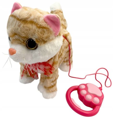 Kotek na smyczy interaktywny kot pluszowy chodzący kotek na baterie rudy sm na Arena.pl