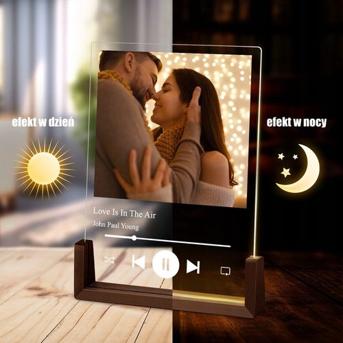 Ramka Zdjęcie na Szkle Lampka Nocna LED 3D XL Piosenka Spotify Walentynki na Arena.pl