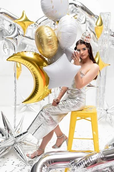 Balon foliowy gwiazda biały, 48 cm zdjęcie 2