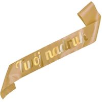 Szarfa złota  z Twoim nadrukiem w złotym kolorze