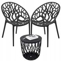 ZESTAW OGRODOWY BALKONOWY 2X KRZESŁO PLASTIKOWE AŻUROWE + STOLIK