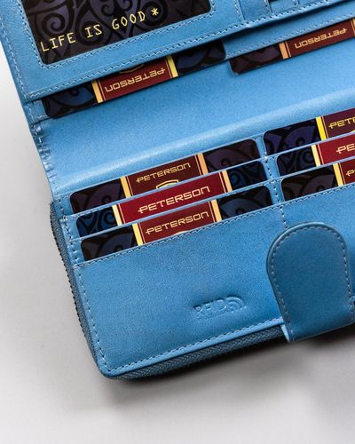 duży, skórzany portfel damski na zamek i zatrzask - peterson na Arena.pl