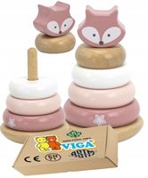 Drewniana PIRAMIDA LIS Sensoryczna Układanka Zabawka Sorter dla Niemowląt