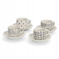 ZESTAW 4 FILIŻANEK DO ESPRESSO, GEOMETRYCZNE WZORY, 70 ML, ZELLER