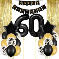 Zestaw balonowy na 60 urodziny, czarno-złoty