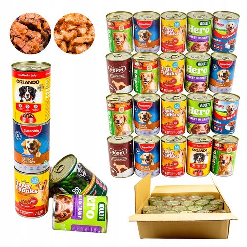 Karma mokra dla psa Puszka Duży Pakiet Mieszany Mix smaków 20 szt x 400g na Arena.pl