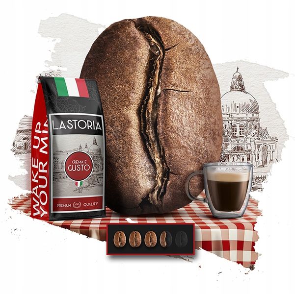 KAWA ZIARNISTA LA STORIA CREMA E GUSTO 1kg ŚWIEŻO PALONA - BLUE ORCA COFFEE zdjęcie 8